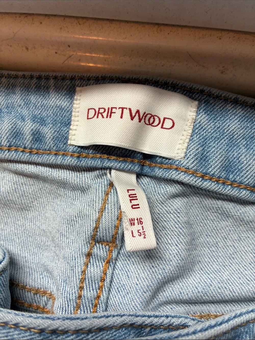 DRIFTWOOD Light Blue Embroidered Denim Shorts with Frayed Hem - Picture 4 of 7